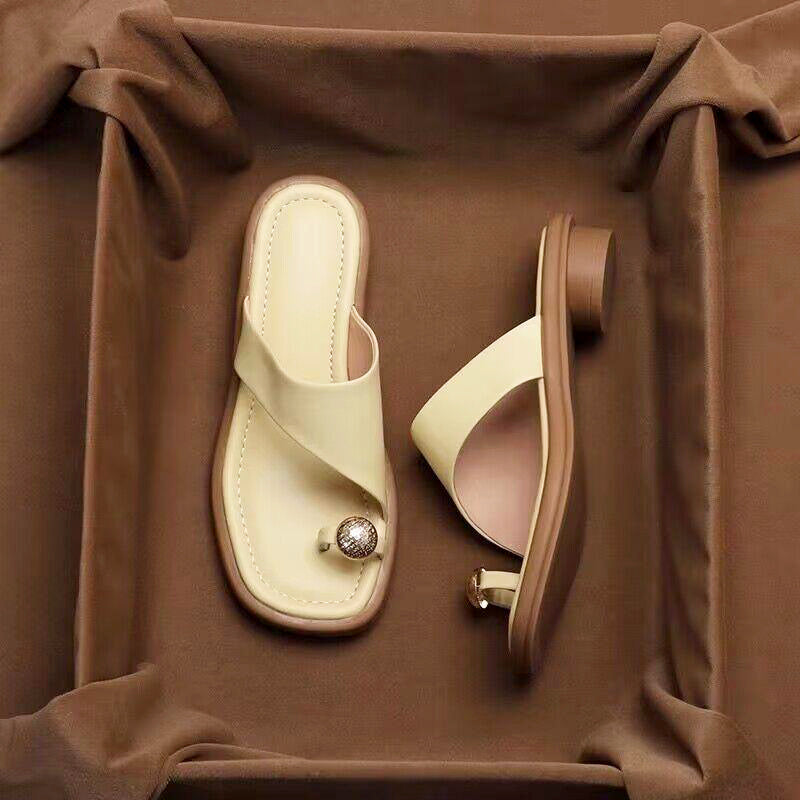 Clara Duval Slide Sandals with Toe Ring