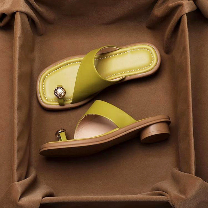 Clara Duval Slide Sandals with Toe Ring