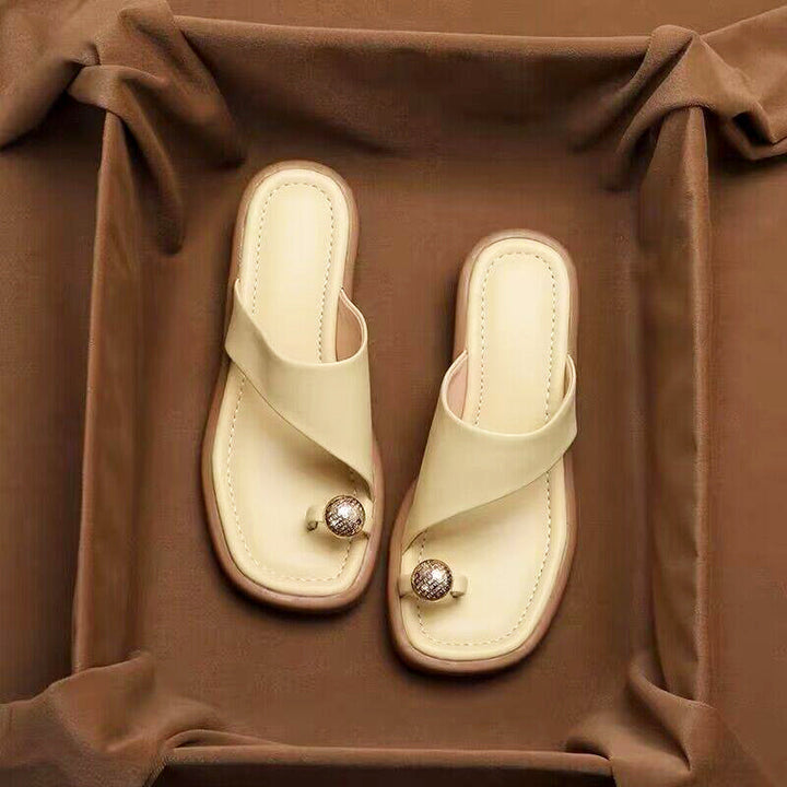 Clara Duval Slide Sandals with Toe Ring