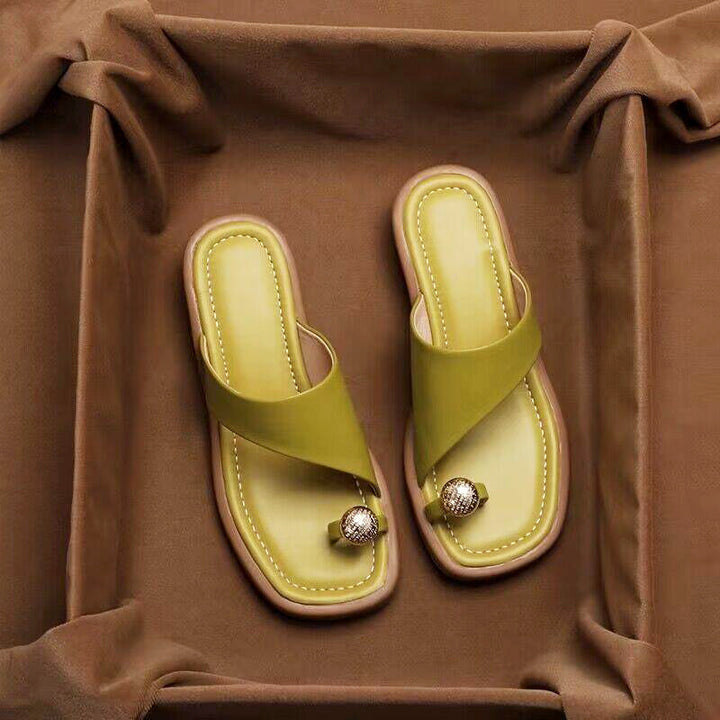 Clara Duval Slide Sandals with Toe Ring