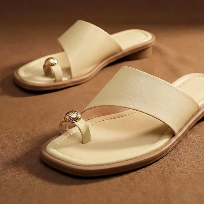 Clara Duval Slide Sandals with Toe Ring