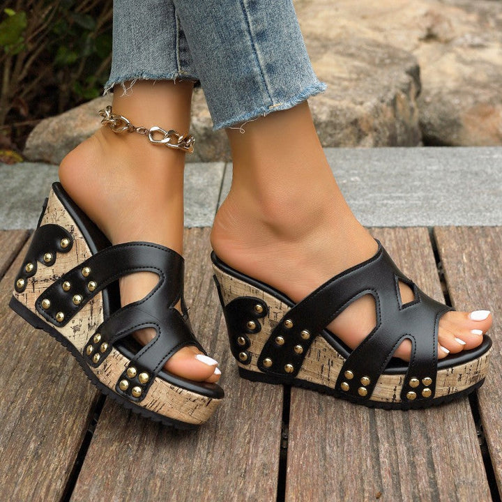 Clara Duval Slip-On Sandals with Cork-Style Sole