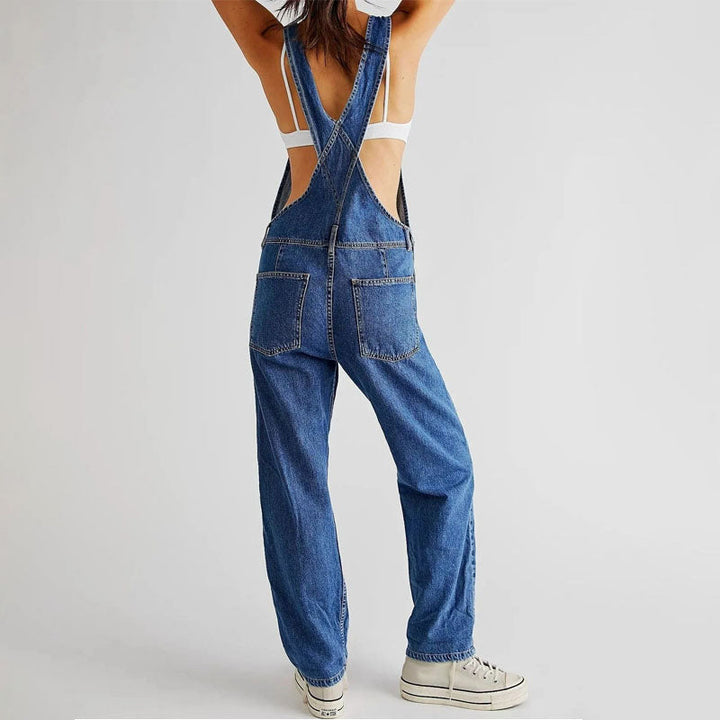Clara Duval Straight-Leg Denim Overalls