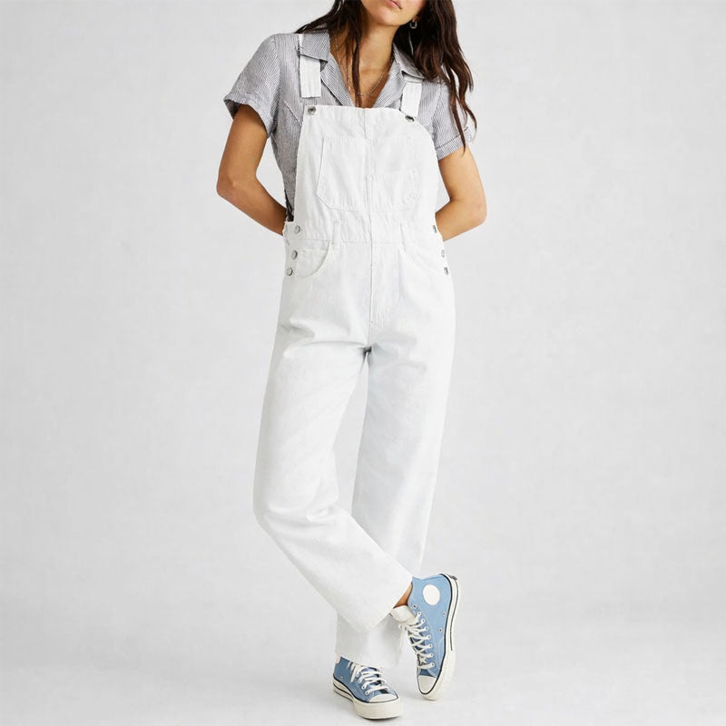 Clara Duval Straight-Leg Denim Overalls