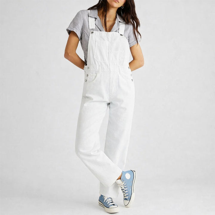 Clara Duval Straight-Leg Denim Overalls
