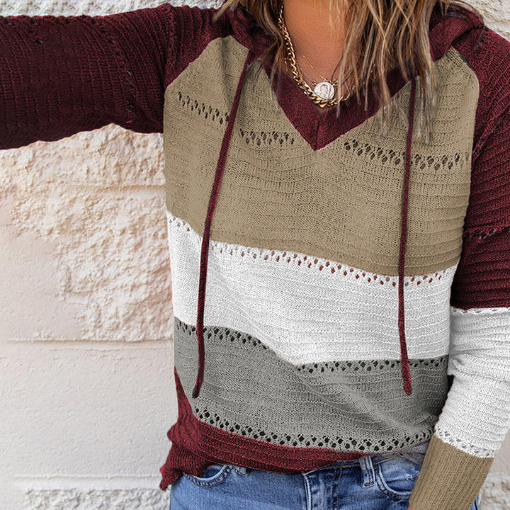 Clara Duval Striped Hooded Pullover Top