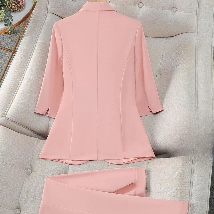 Clara Duval Tailored Blazer Set with Waist Tie
