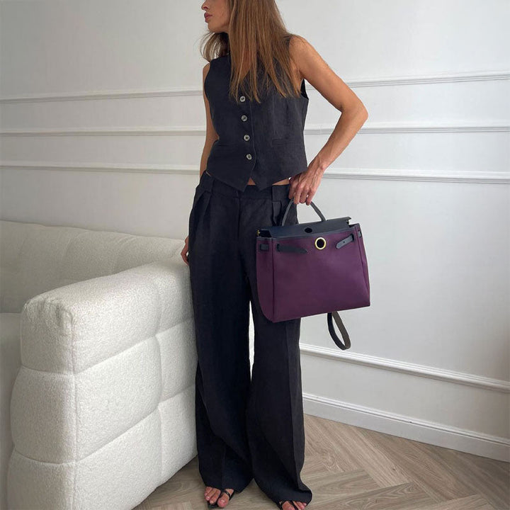 Clara Duval Vest and Wide-Leg Pants Set