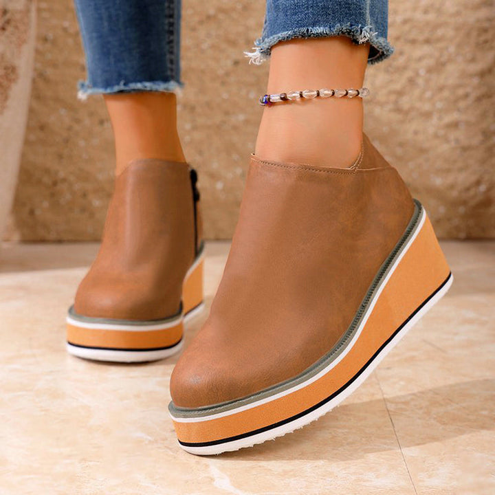 Clara Duval Wedge Heel Ankle Boots