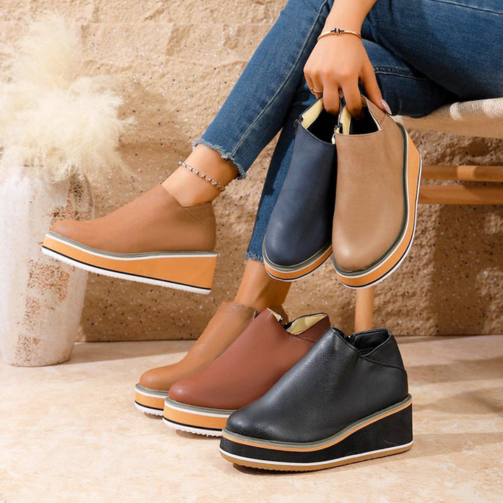 Clara Duval Wedge Heel Ankle Boots