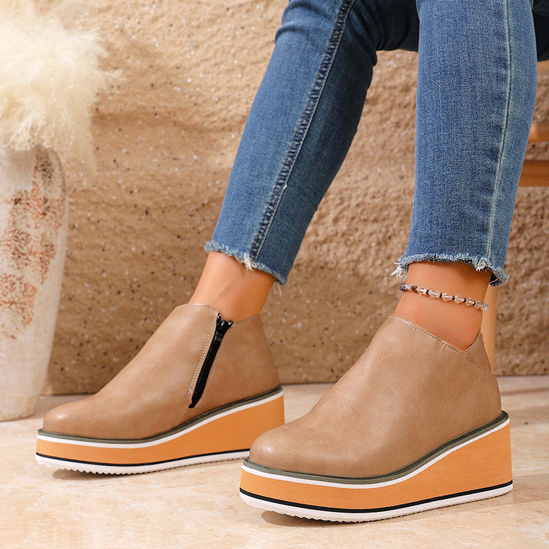 Clara Duval Wedge Heel Ankle Boots
