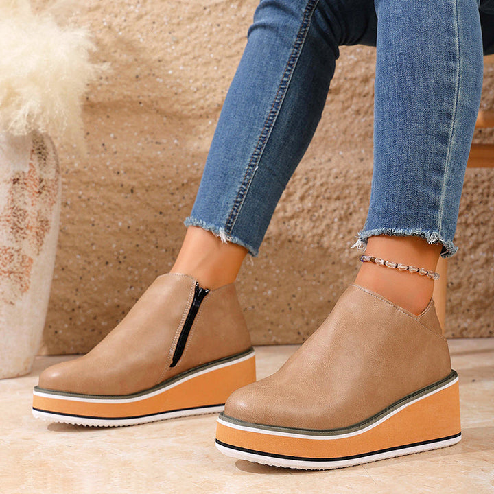 Clara Duval Wedge Heel Ankle Boots
