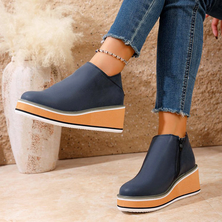Clara Duval Wedge Heel Ankle Boots