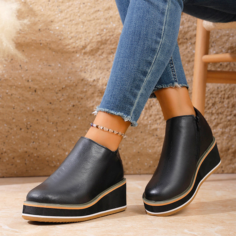 Clara Duval Wedge Heel Ankle Boots