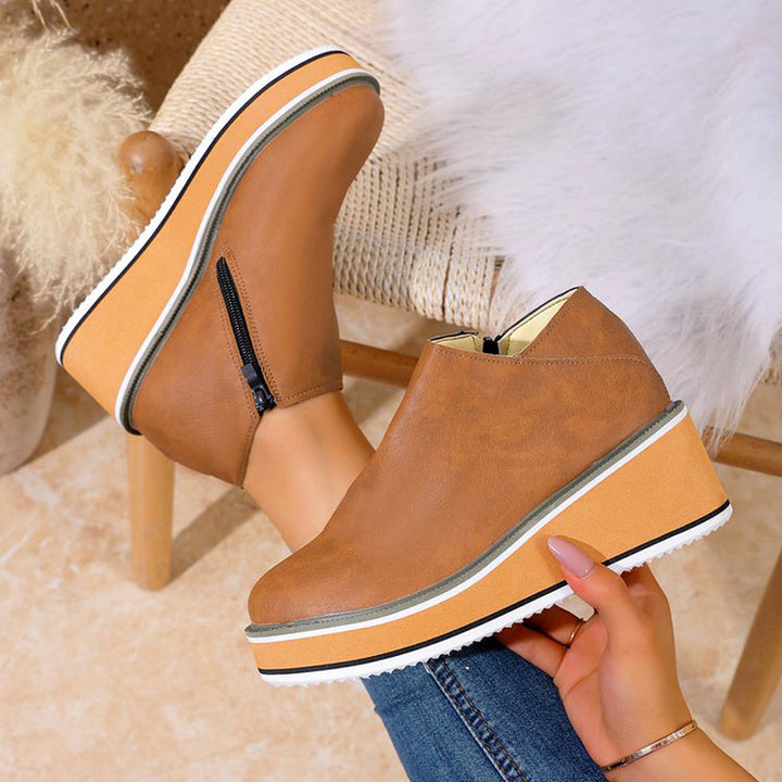 Clara Duval Wedge Heel Ankle Boots