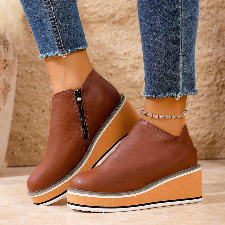 Clara Duval Wedge Heel Ankle Boots
