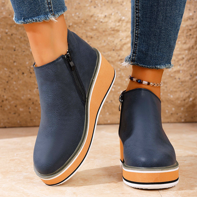 Clara Duval Wedge Heel Ankle Boots