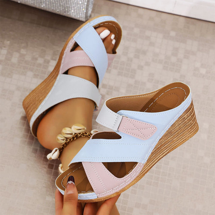 Clara Duval Wedge Sandals with Cross Strap