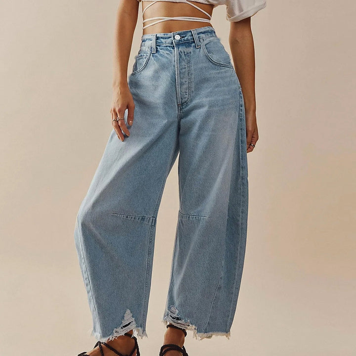 Clara Duval Wide-Leg Cropped Denim Jeans