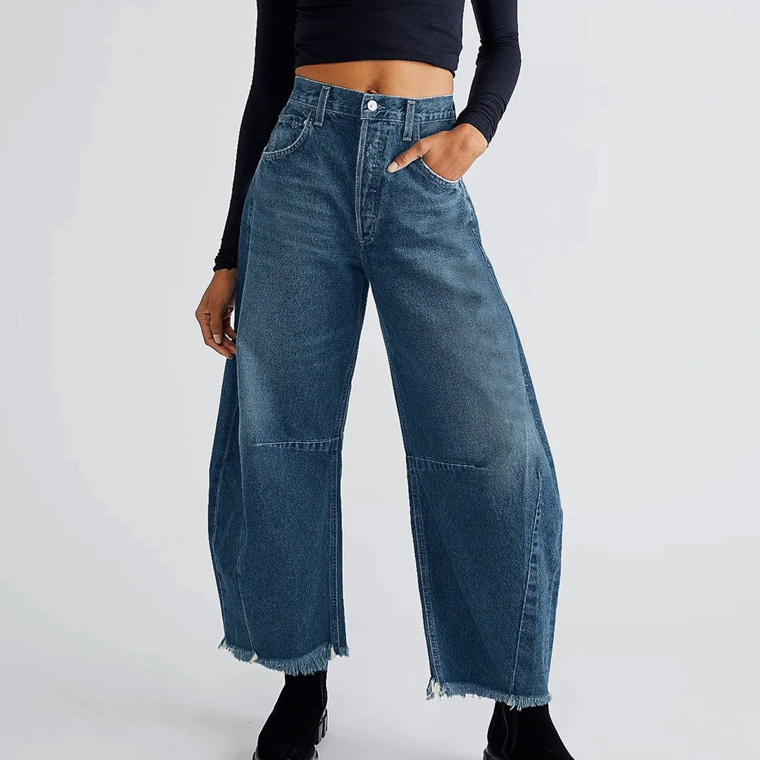 Clara Duval Wide-Leg Cropped Denim Jeans