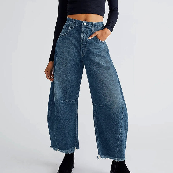 Clara Duval Wide-Leg Cropped Denim Jeans