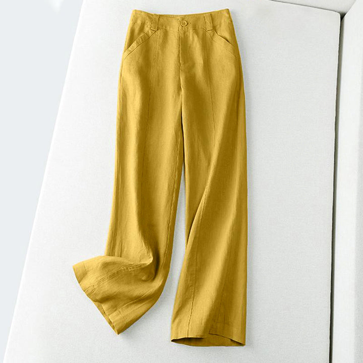 Clara Duval Wide-Leg Linen Pants
