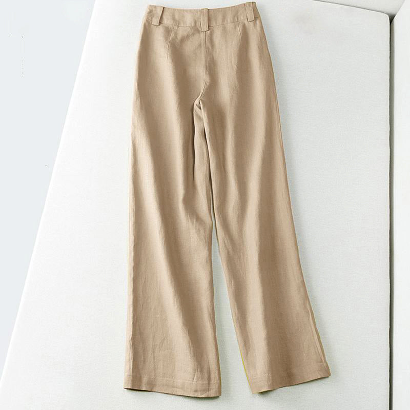 Clara Duval Wide-Leg Linen Pants