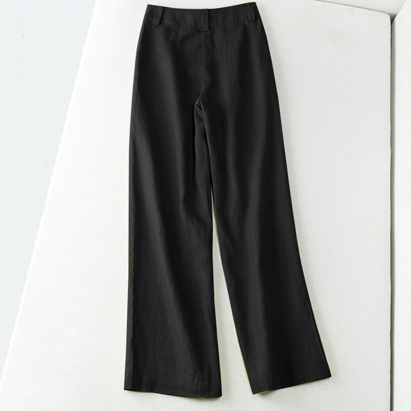 Clara Duval Wide-Leg Linen Pants