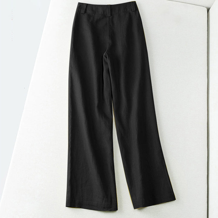 Clara Duval Wide-Leg Linen Pants
