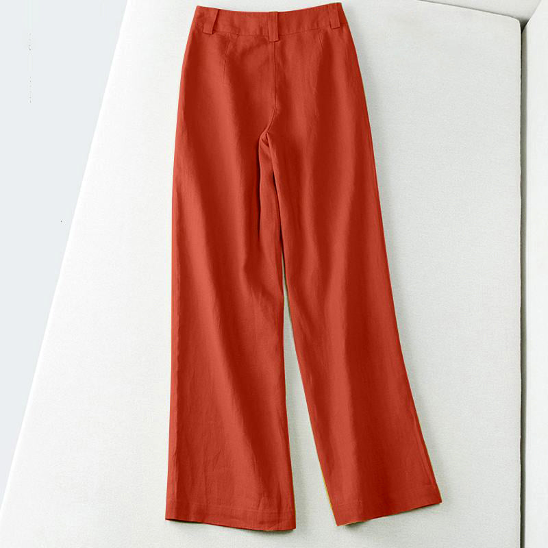 Clara Duval Wide-Leg Linen Pants