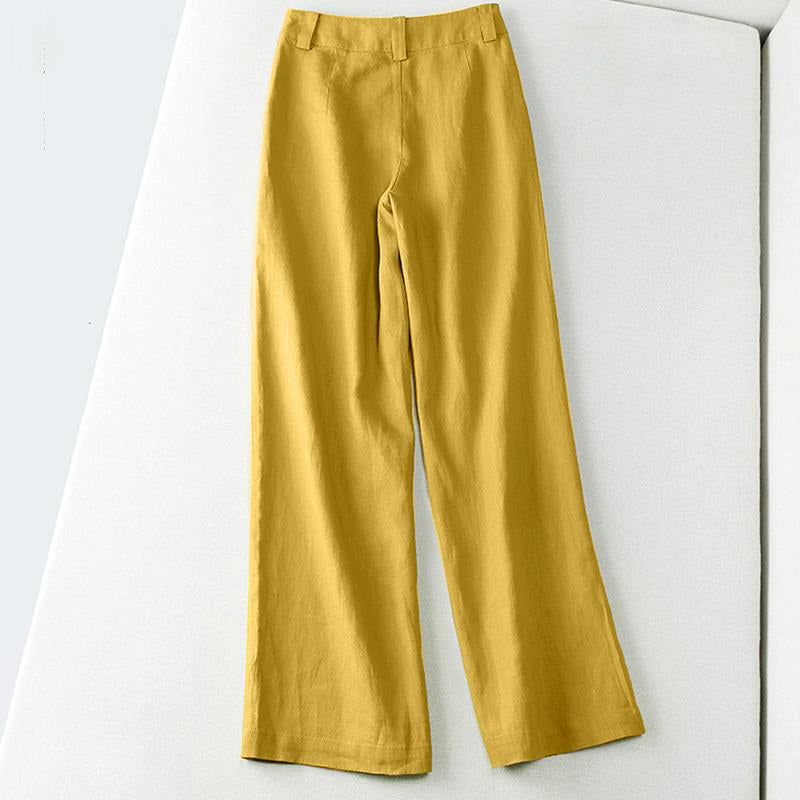 Clara Duval Wide-Leg Linen Pants