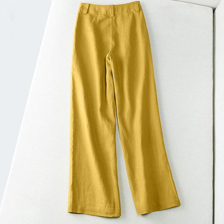 Clara Duval Wide-Leg Linen Pants