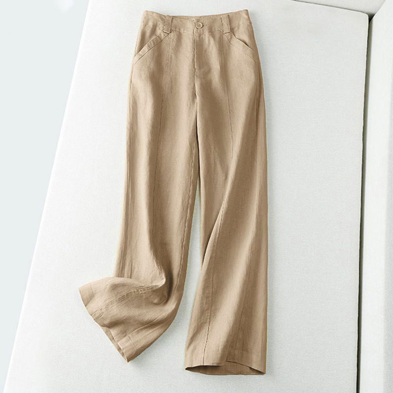 Clara Duval Wide-Leg Linen Pants