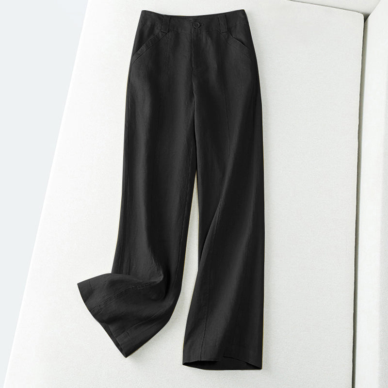 Clara Duval Wide-Leg Linen Pants