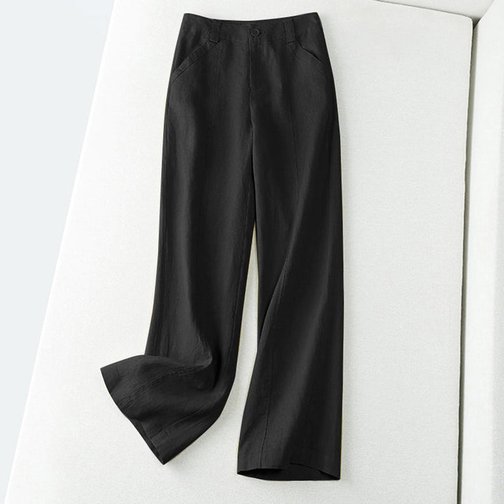 Clara Duval Wide-Leg Linen Pants