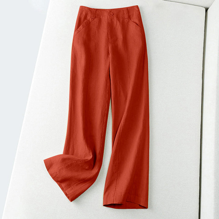 Clara Duval Wide-Leg Linen Pants