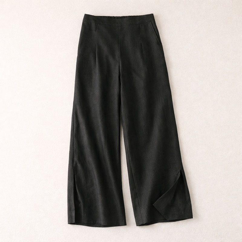 Clara Duval Wide-Leg Pants with Side Slit