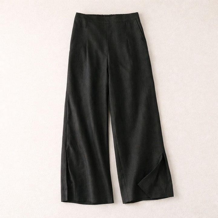 Clara Duval Wide-Leg Pants with Side Slit