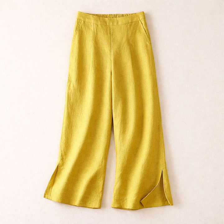 Clara Duval Wide-Leg Pants with Side Slit