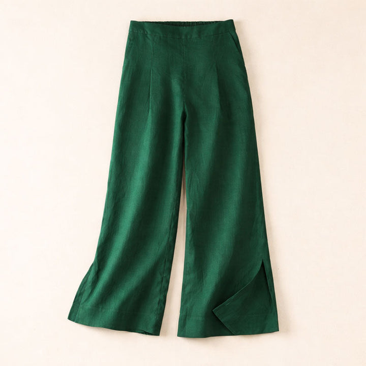 Clara Duval Wide-Leg Pants with Side Slit
