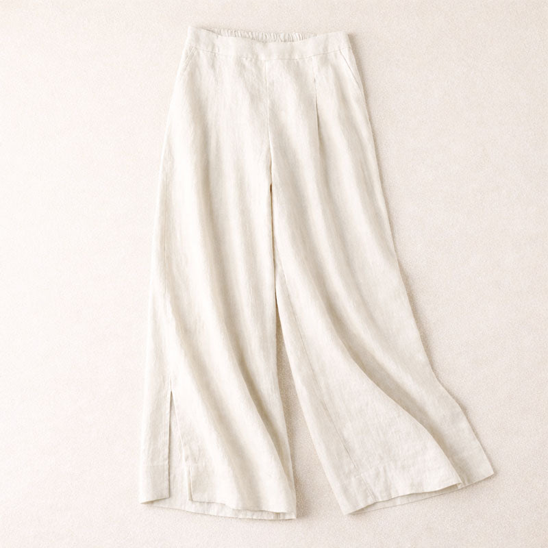 Clara Duval Wide-Leg Pants with Side Slit