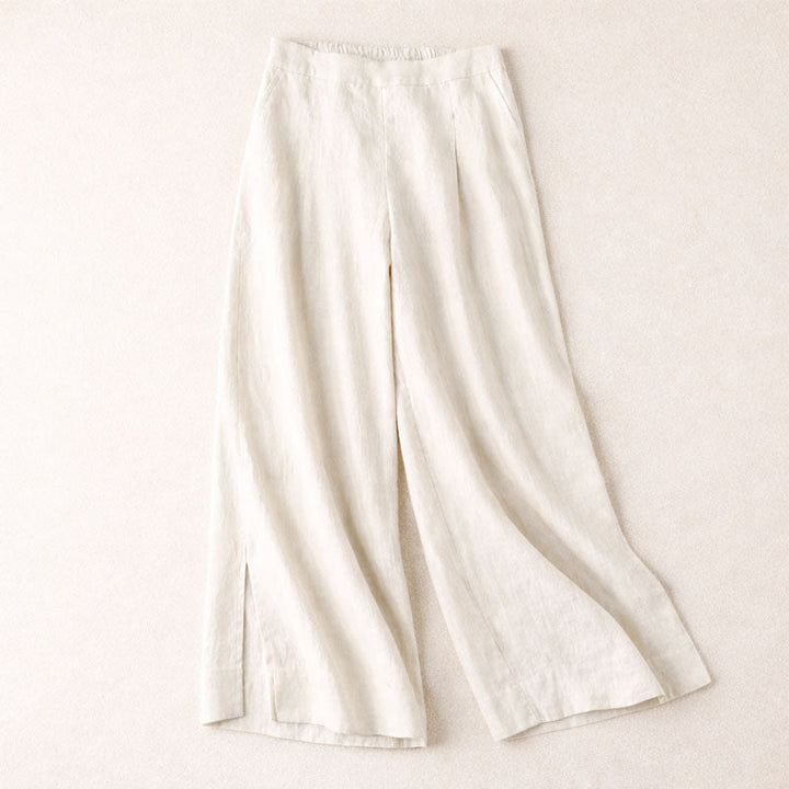 Clara Duval Wide-Leg Pants with Side Slit