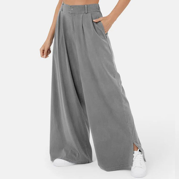Clara Duval Wide-Leg Pleated Trousers