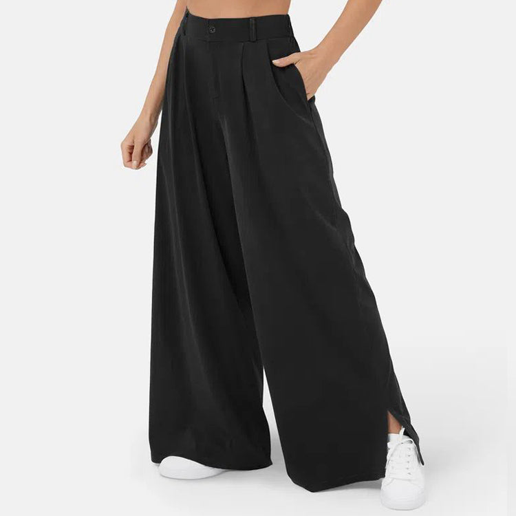 Clara Duval Wide-Leg Pleated Trousers