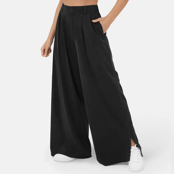Clara Duval Wide-Leg Pleated Trousers