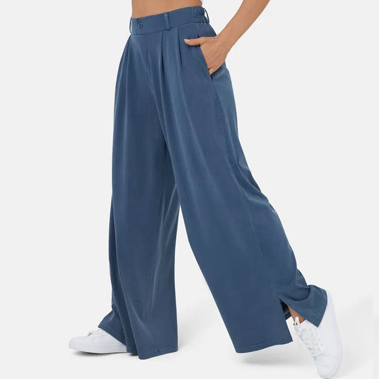 Clara Duval Wide-Leg Pleated Trousers