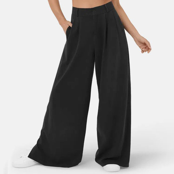 Clara Duval Wide-Leg Pleated Trousers