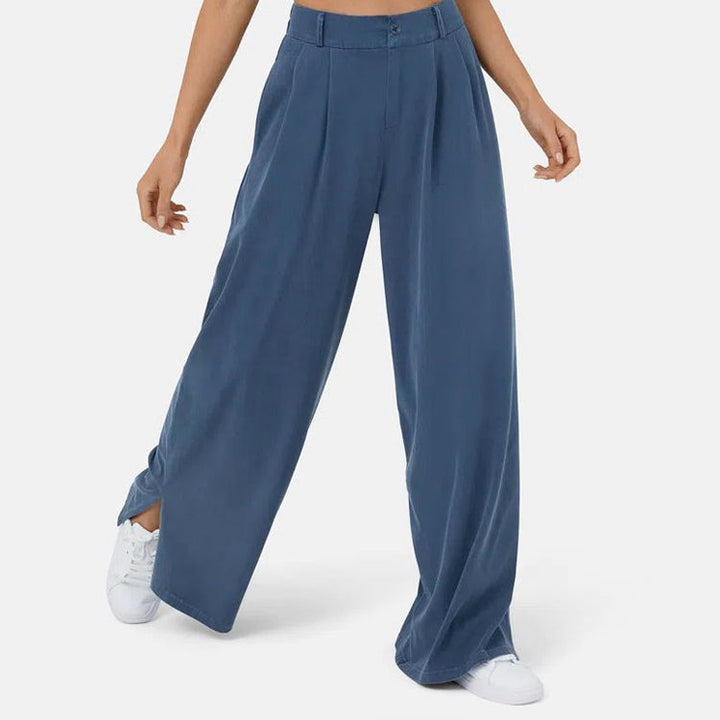 Clara Duval Wide-Leg Pleated Trousers