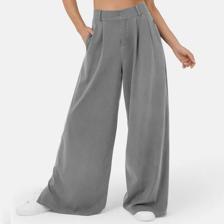 Clara Duval Wide-Leg Pleated Trousers