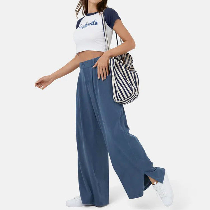 Clara Duval Wide-Leg Pleated Trousers